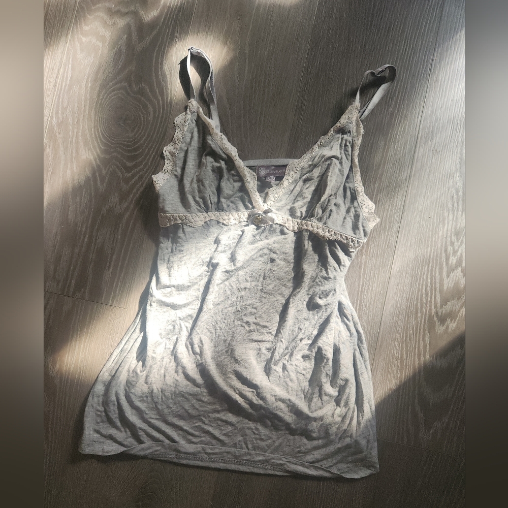 2000s cami top lacey grey and white tank top with bow Italian top daisy Fuente